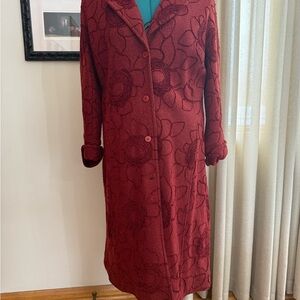Picadilly Fashion Red Floral Pea Coat